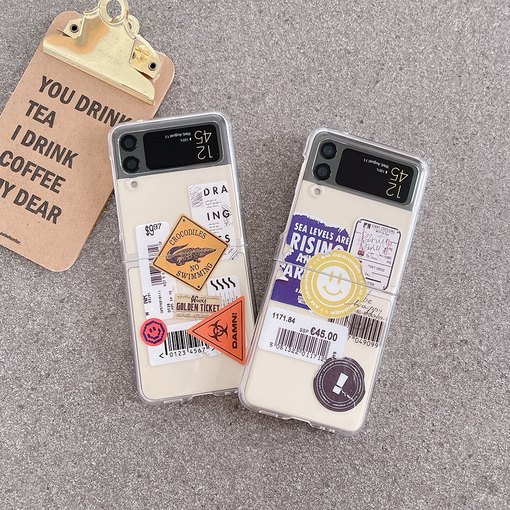 Ốp Điện Thoại PC Cứng Trong Suốt Chống Sốc Họa Tiết Hoa Sáng Tạo Cho Samsung Galaxy Z Flip 3 5G