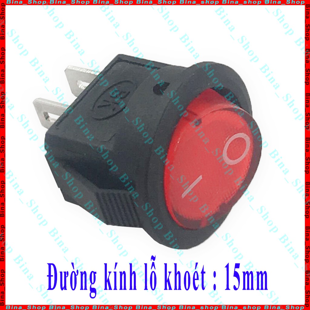 Công tắc bập bênh đỏ 6A/125V, 3A/250V đường kính 15mm