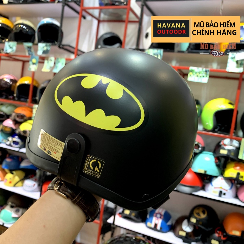 Mũ Bảo Hiểm Nửa Đầu 1/2 Batman Đệm Cao Cấp Kèm Kính Phi Công Havana Store - Bảo Hành 12 Tháng Sử Dụng