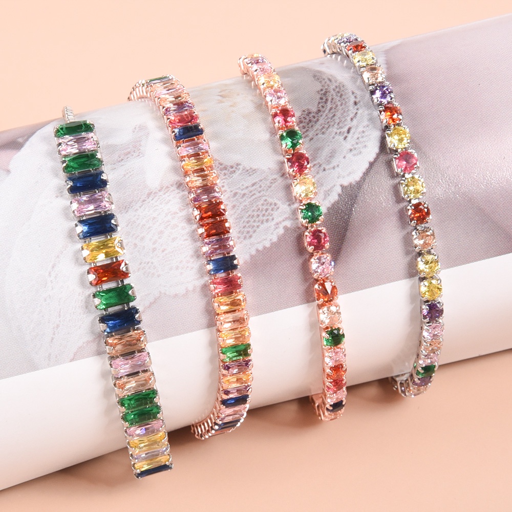 Vòng Tay Đính Đá Zircon Màu Sắc Cầu Vồng Phong Cách Bohemian Dành Cho Nữ