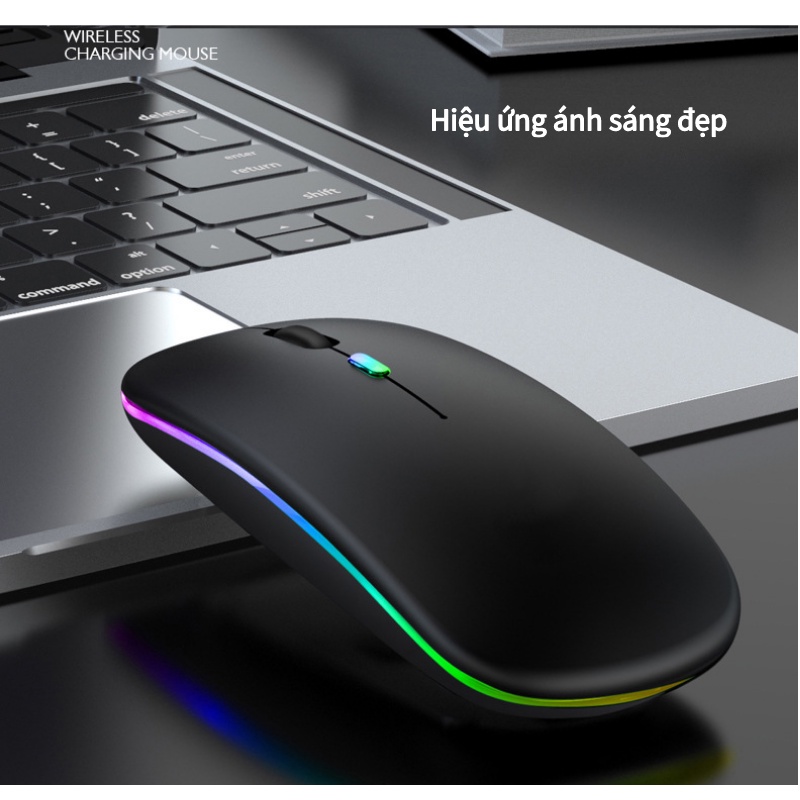 Chuột không dây kết nối Bluetooth siêu mỏng có đèn LED nhiều màu sắc phù hợp cho chơi game iPad Laptop