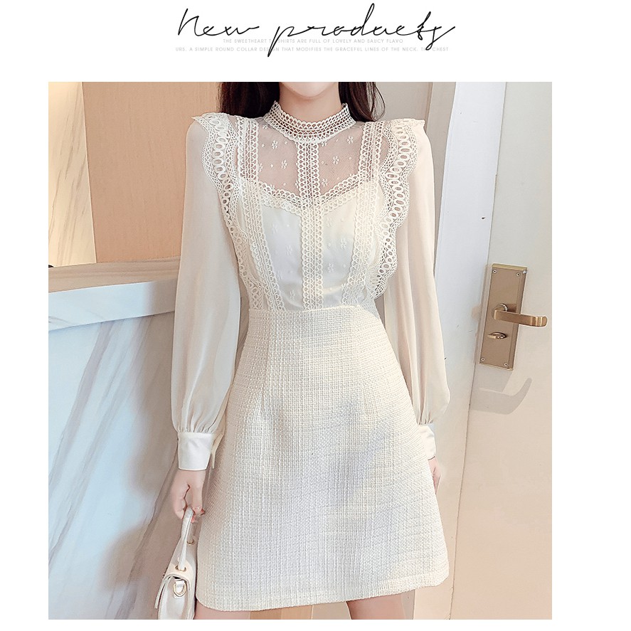 Set Váy thêu ren retro gió nhẹ nhàng 2020 nữ thần khí chất mùa thu và đông mới Fan Qing váy phụ nữ sang trọng