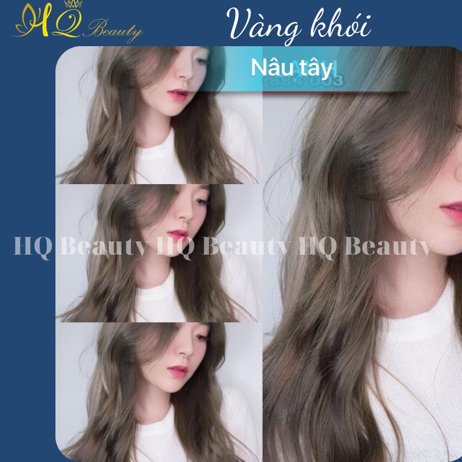 (Ảnh thật màu Nâu tây) Thuốc nhuộm tóc chiết xuất thảo dược, hàng nhập khẩu, tặng oxy