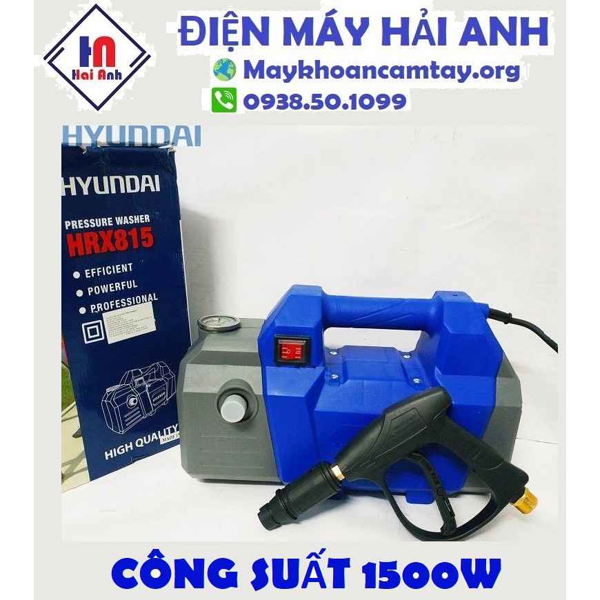 Máy xịt rửa xe cao áp Hyundai HRX815 chính hãng, mô tơ cảm ứng từ, áp lực lên đến 150 bar. BH 8 tháng