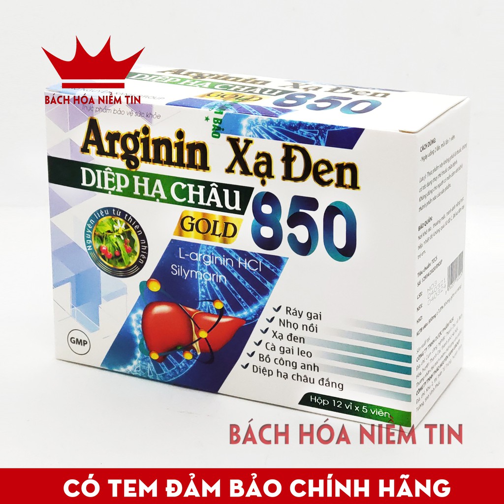 Viên uống giải độc gan ARGININ Xạ Đen Diệp Hạ Châu Gold 850 - Giải độc gan hiệu quả từ thảo dược an toàn hiệu quả