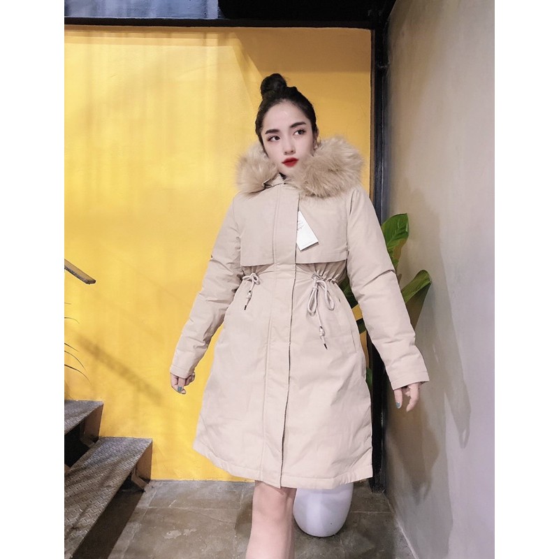Áo khoác dáng dài đại hàn lót nhung lông Quảng Châu cao cấp