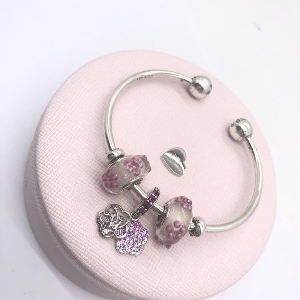 Mặt Dây Chuyền Bạc 925 Hình Hoa Anh Đào Đính Đá Thời Trang Cho Nữ