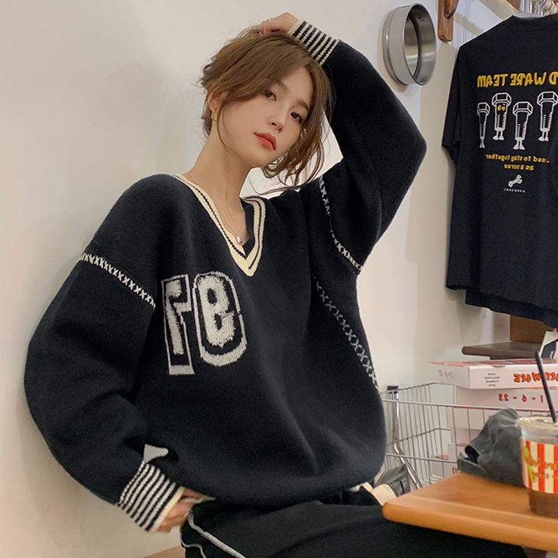 Áo Khoác Nữ Dài Tay Cổ Chữ v Form Rộng Thời Trang Hàn Mới