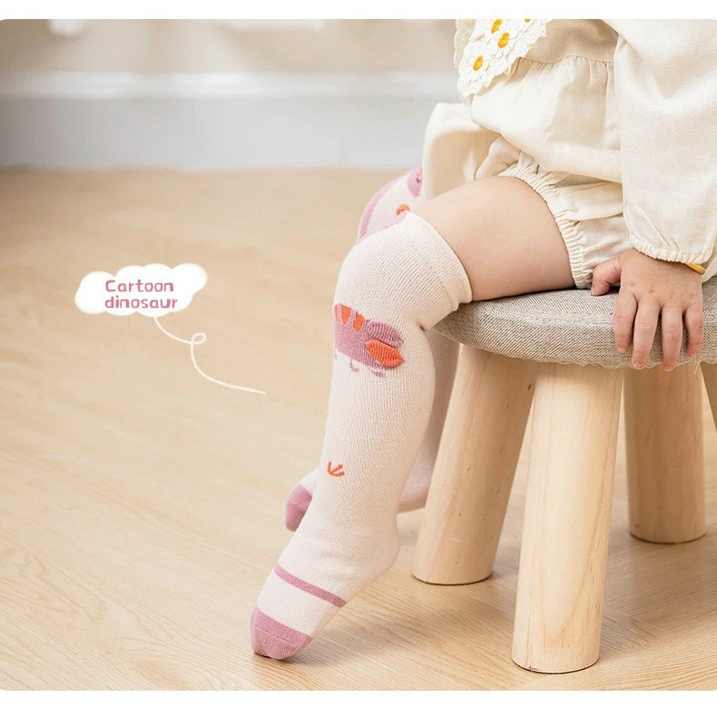Tất bốt khủng long dài đến đầu gối cho bé loại dày, tất dài cao cấp đóng túi zip cực xịn cho bé từ 0-2 tuổi