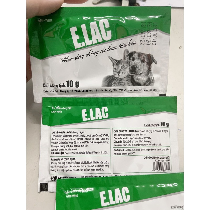 Men tiêu hoá cho mèo cho chó Elac 10g -Greenpet / Men sống phòng rối loạn tiêu hoá cho chó mèo 10g