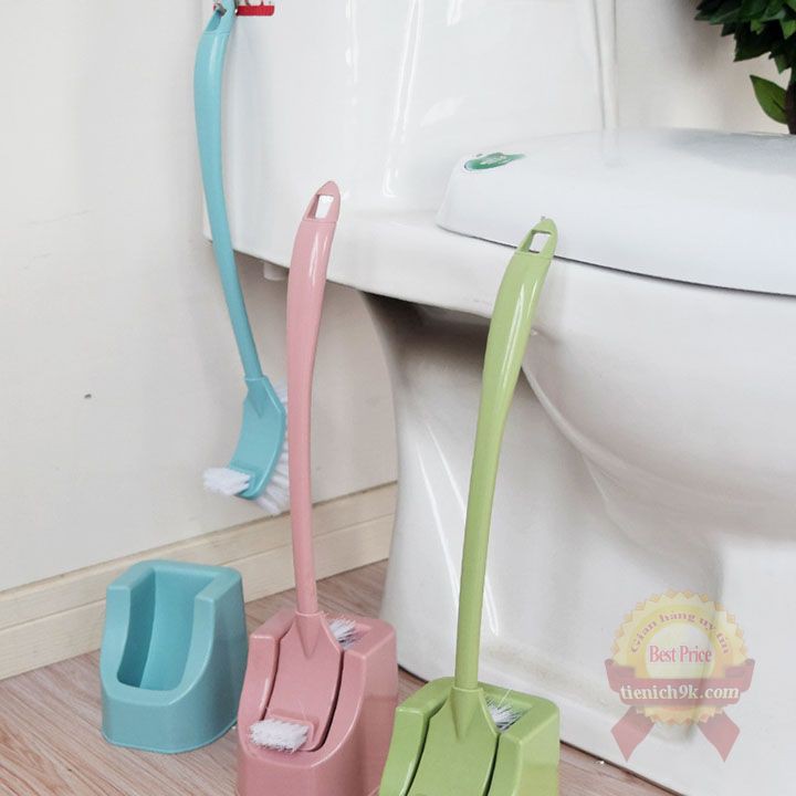 Bàn chải cọ rửa nhà tắm 2 đầu đa năng vệ sinh bồn cầu toilet có tay cầm cán dài