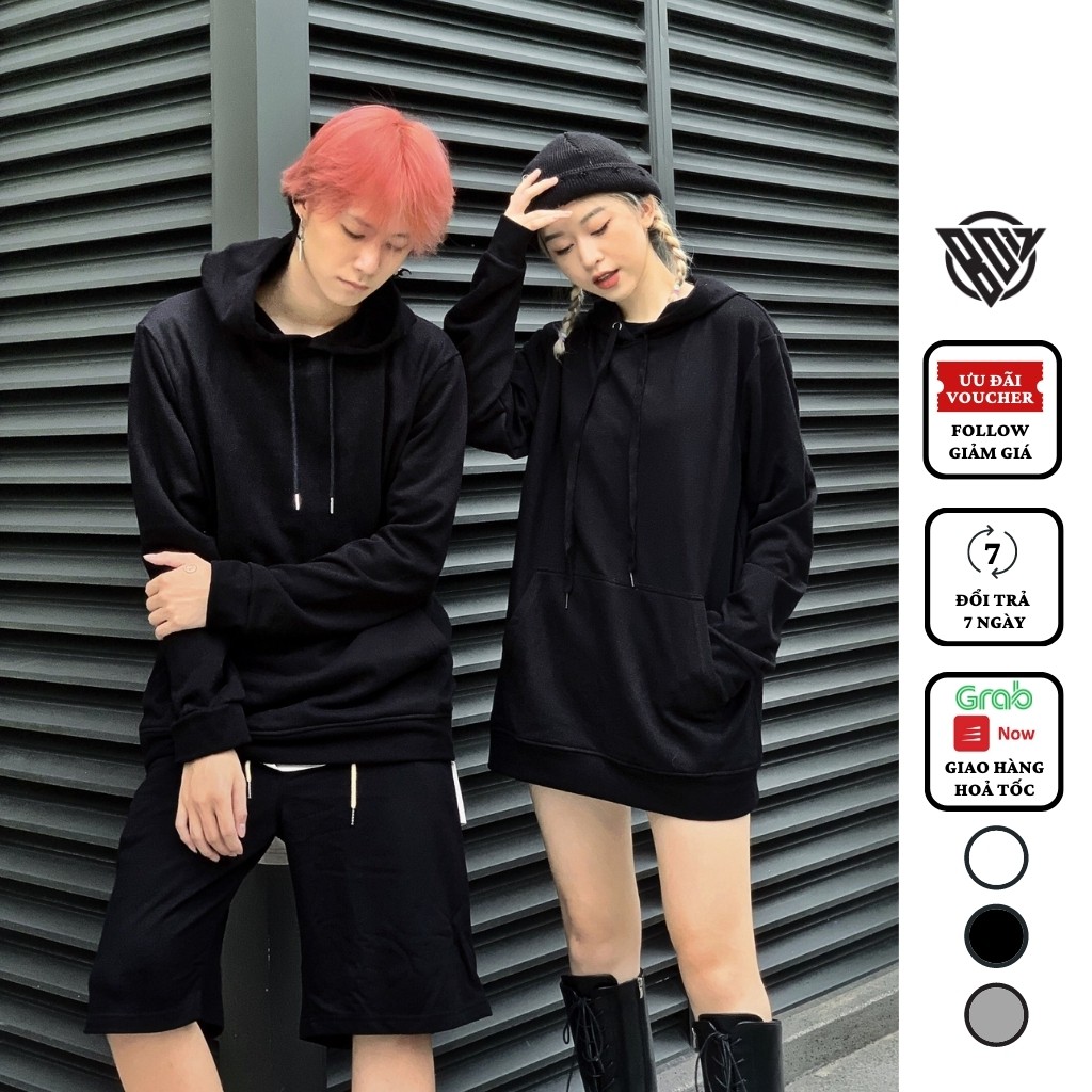 Áo nỉ Hoodie basic trơn Boiz shop , áo nỉ bông hoodie unisex nam nữ