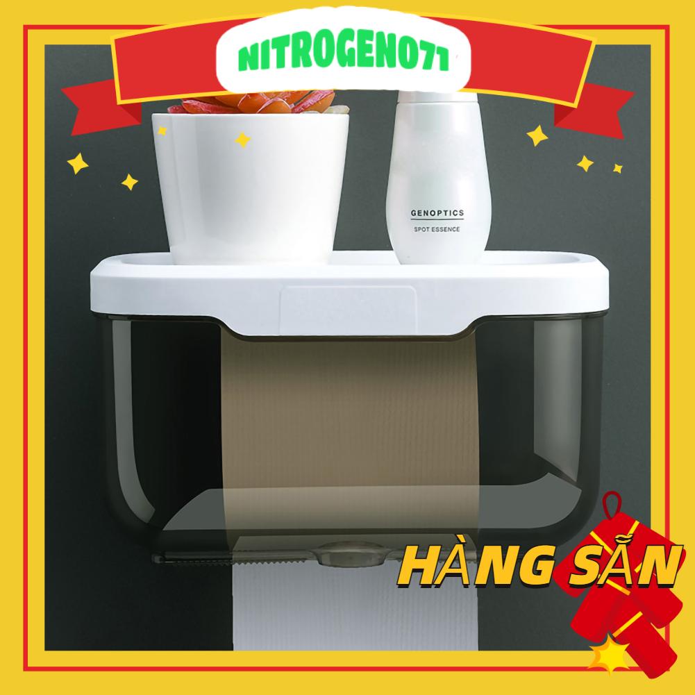 Nitrogen071 Hộp đựng khăn giấy treo tường không thấm nước màu đen bằng nhựa trong suốt bền bỉ cho phòng tắm