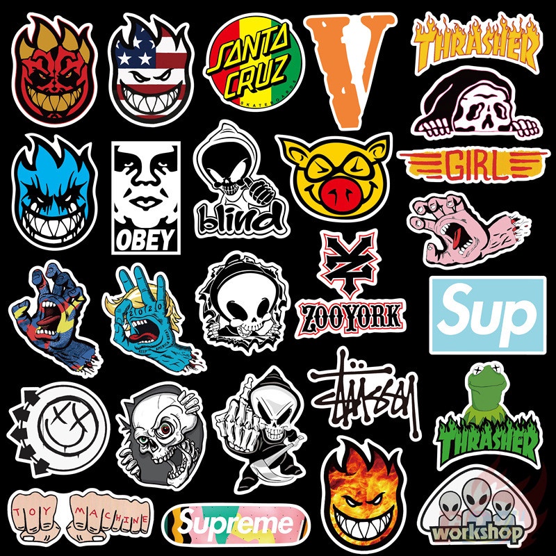 Set 100 nhãn dán cổ điển chống thấm nước phong cách hiphop thời trang DIY