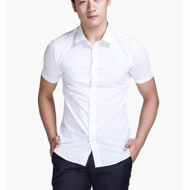 Áo sơ mi nam Ngắn Tay kiểu dáng Hàn Quốc , vải lụa thái mềm mịn , chống nhăn cao cấp | BigBuy360 - bigbuy360.vn