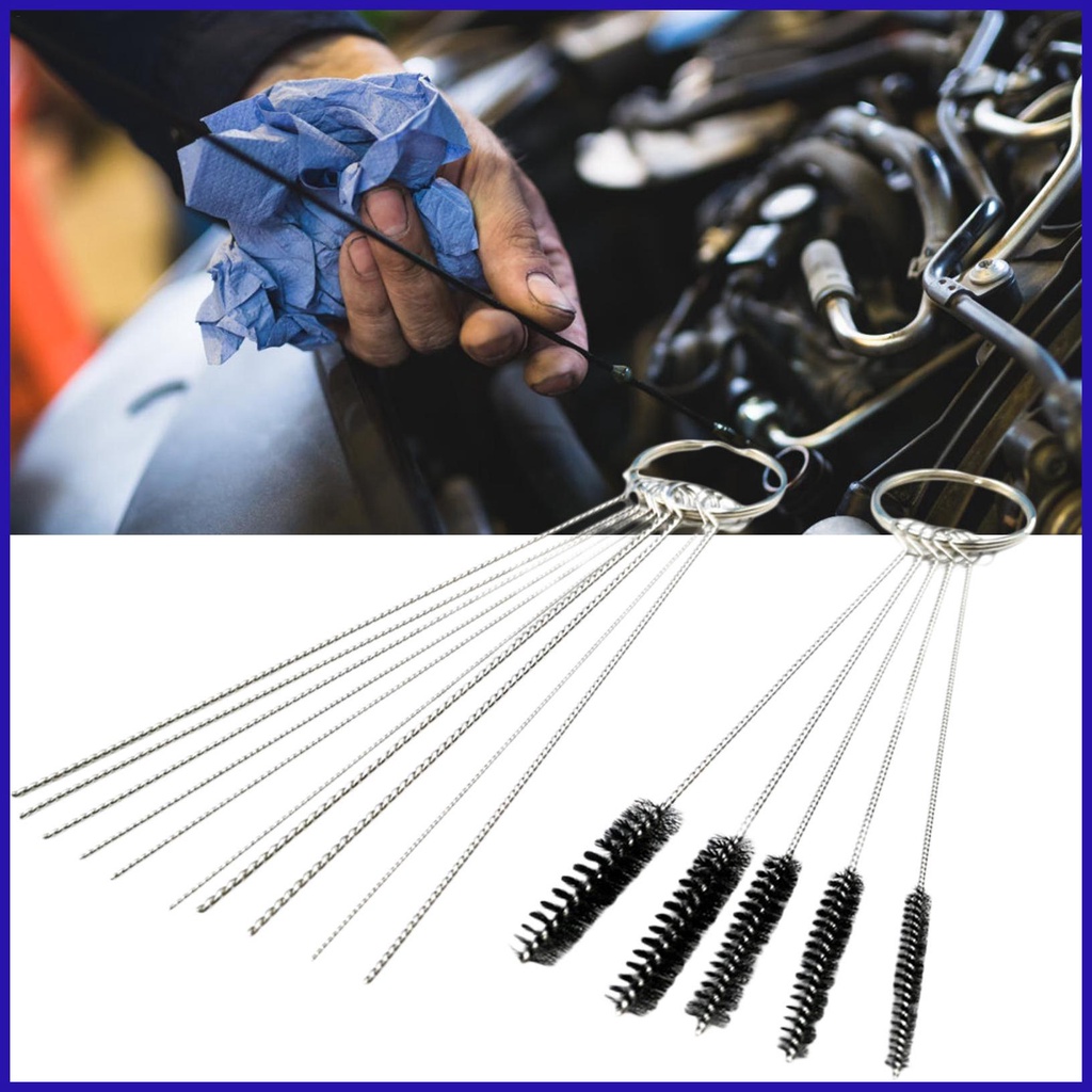 Bộ Dụng Cụ Vệ Sinh Bộ Chế Hòa Khí Carbon Loại Bỏ Bụi Bẩn 12 Dây Với 10 Kim + 5 Cọ Nhỏ Gọn