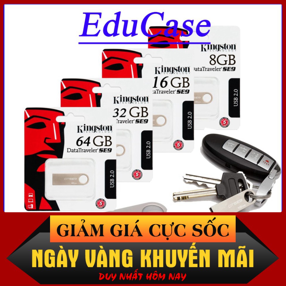 Usb Kingston 32Gb/64Gb/16Gb/  SE9 2.0, nhỏ gọn thiết kế vỏ kim loại chống nước,móc chìa khóa  Taiyoshop6