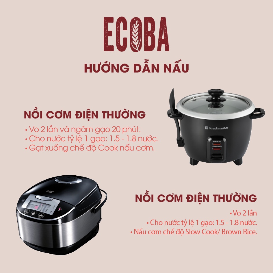 Gạo lứt đỏ hữu cơ/ Ecoba Huyết Rồng 1kg - Combo 3 hộp (tổng 3kg)