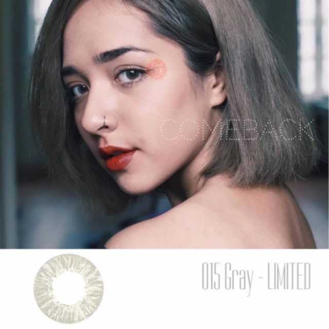 Lens xám tây màu khói lạnh 015 LIMITED GRAY, kính áp tròng Hàn Quốc chính hãng 14,2mm độ ẩm cao