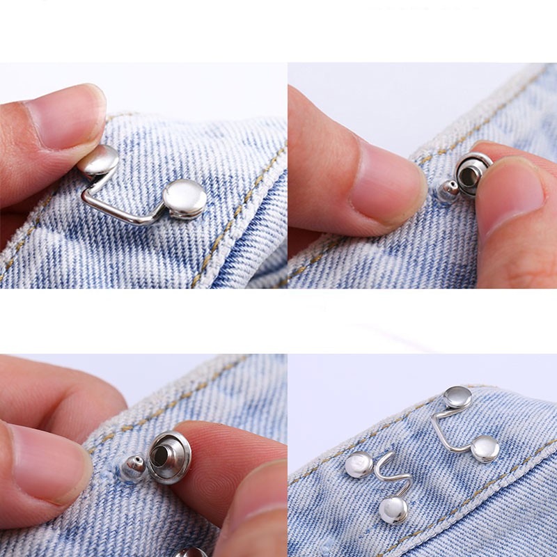 Nút cài eo quần tàng hình không cần đục lỗ có thể điều chỉnh và tháo rời kiểu Hàn Quốc thời trang