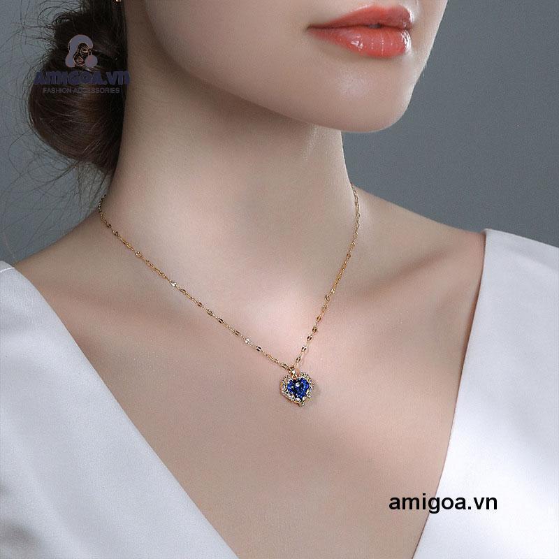 ✨✨Vòng cổ Hợp Kim Mặt Hình Trái Tim Đính Đá Nhiều Màu Xinh Xắn Cho Nữ