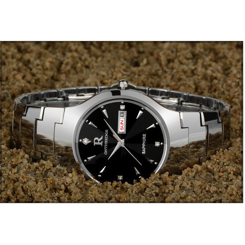 Đồng hồ nam Ontheedge dây đá siêu mỏng kính Sapphire (fullbox, trắng-đen) | BigBuy360 - bigbuy360.vn