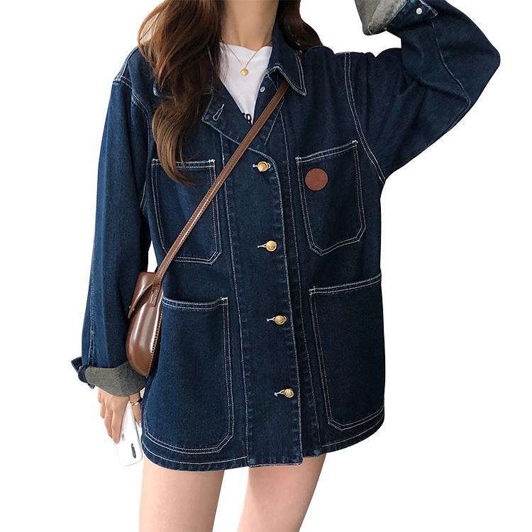 Áo Khoác Denim Dáng Rộng Cỡ Lớn Thời Trang Mùa Đông Cho Nữ