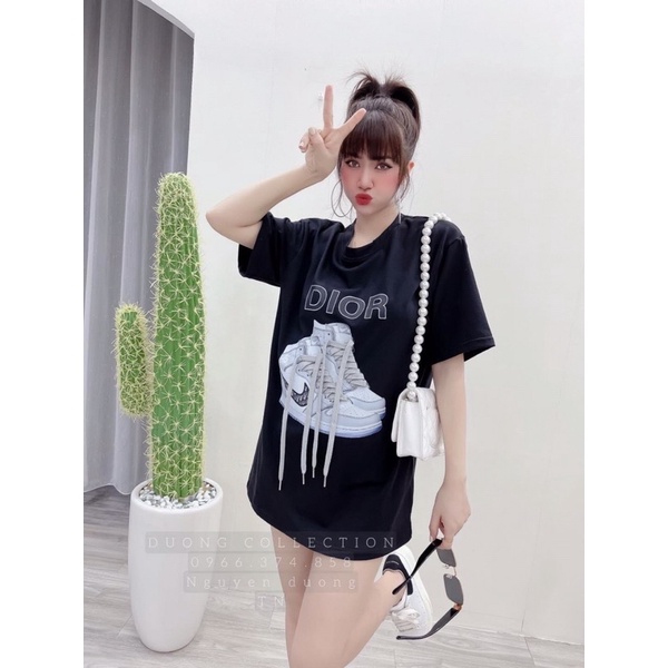 Áo thun phông unisex from rộng tay lỡ hình giầy dior Nam Nữ siêu hot