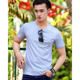 Áo thun Cổ tròn nam Hoa Long - 100% cotton 4 chiều - Xám tiêu