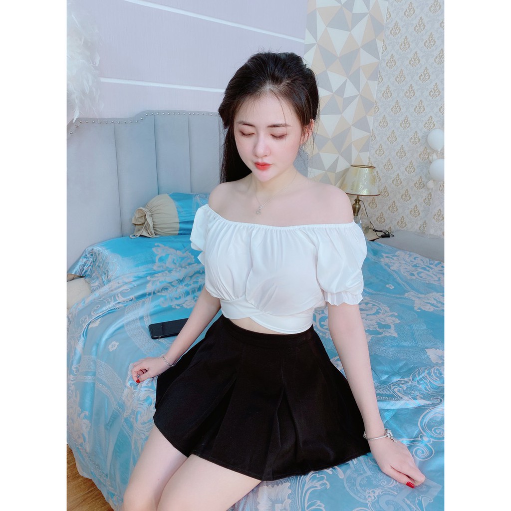Áo kiểu trễ vai cột nơ lưng cực xinh