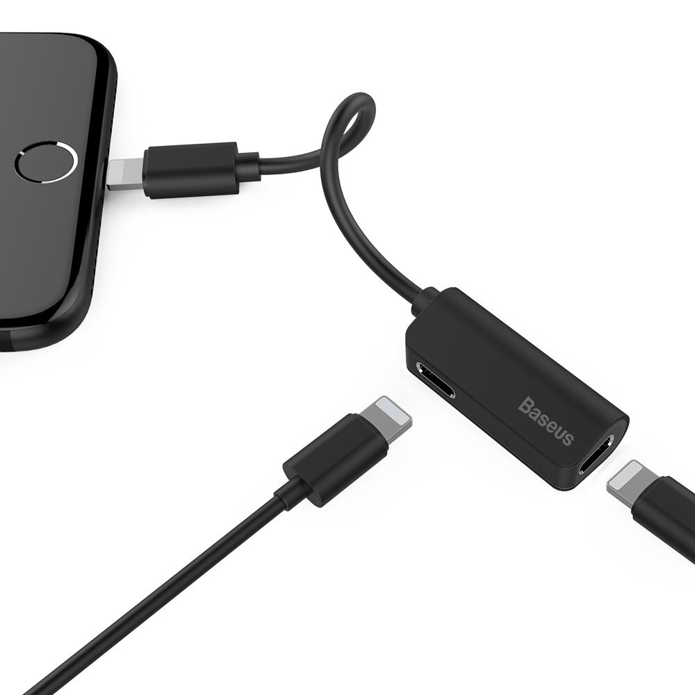 💥 Baseus L37 Bộ chia cổng cáp sạc 1 thành 2 vừa sạc vừa nghe nhạc có thể đàm thoại IP7 8 X
