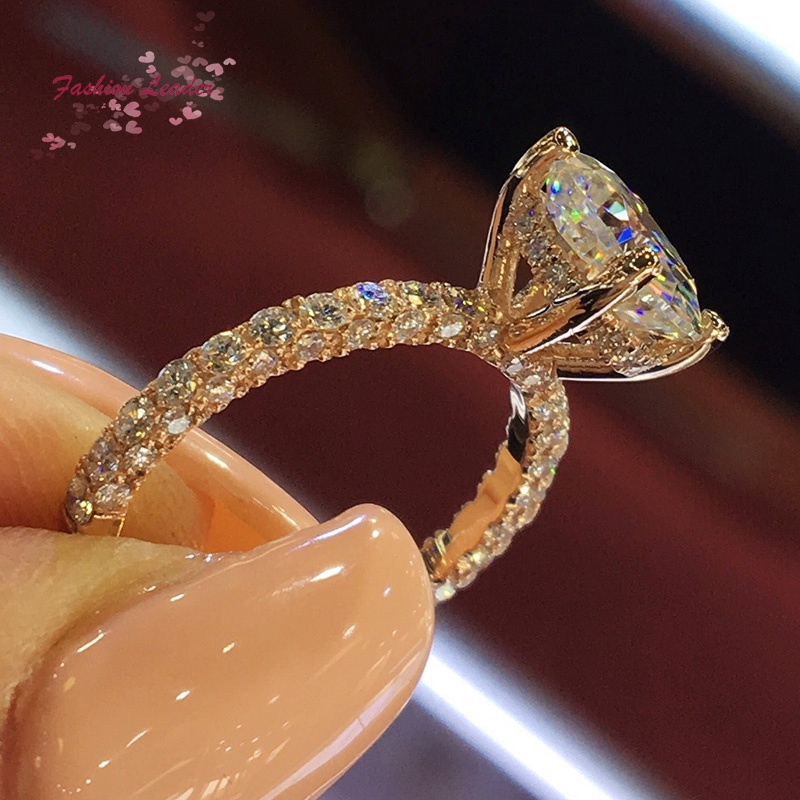 Nhẫn đính hôn mạ vàng 14k / bạc 925 đính kim cương Sapphire sang trọng