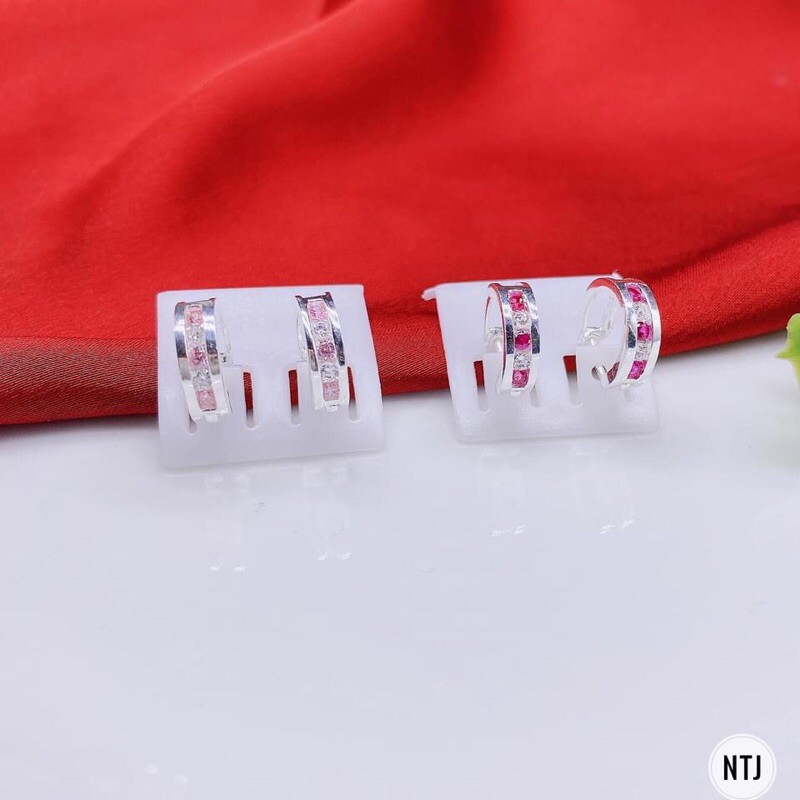 Bông tai khoen bập ban to đính đá cực xinh