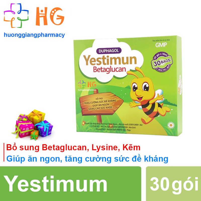 Yestimum - Bổ sung Betaglucan, Lysine, Kẽm. Giúp ăn ngon, tăng cường sức đề kháng (Hộp 30 gói)