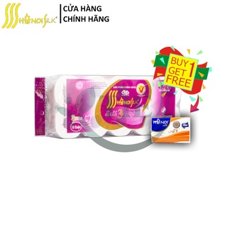 Giấy Vệ Sinh HÀ NỘI SILK  3 lớp Tím Có Lõi Cao Cấp (Tặng Kèm Khăn Rút Lụa)