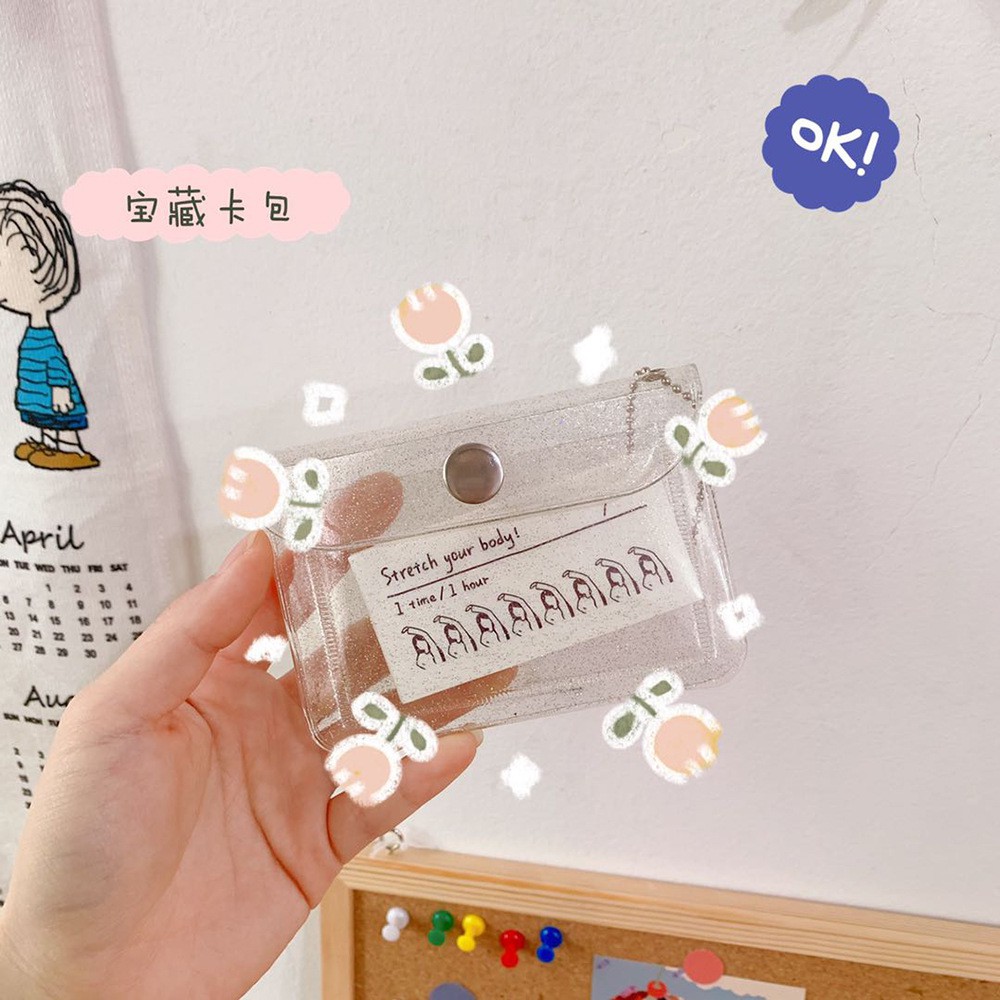 Ví Nhựa Mini Trong Suốt đựng Thẻ, Giấy tờ đa năng phong cách Hàn Quốc #T1-16