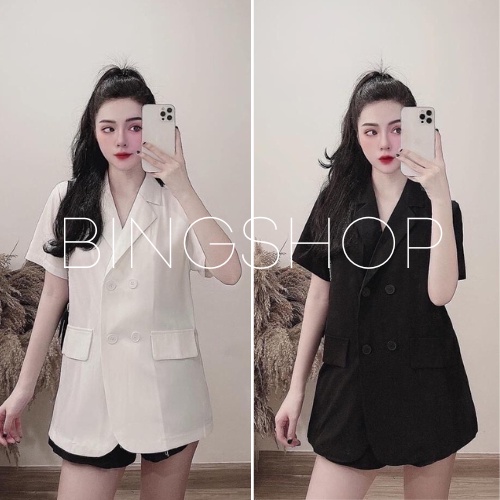 Áo vest nữ - áo blazer nữ ullzzang ngắn tay vải tuyết mưa cao cấp Bingshop