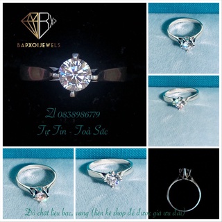 SIÊU RẺ-Nhẫn bạc chủ Moissanite 5,0ly nước D, VVS1, Excelent; Chất liệu bạc 925 SIÊU PHẨM ĐẲNG CẤP
