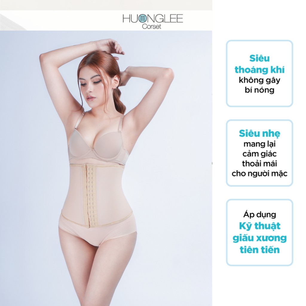 [HUONGLEE Corset] Đai Gen Nịt Bụng Cấu trúc 3D Latex-free Shaper Giảm Eo Giảm Mỡ Cho Phụ Nữ Sau Sinh, Ngồi Văn Phòng