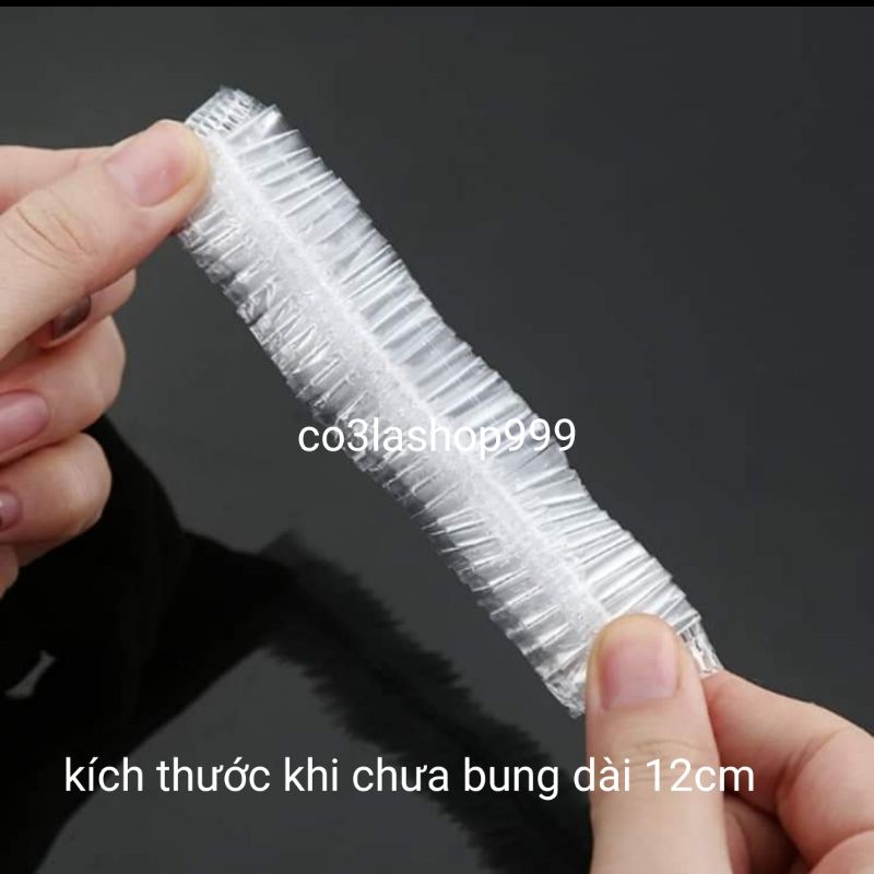 Gói 100 cái mũ trùm tóc nilon nhựa PE mỏng,dùng 1 lần