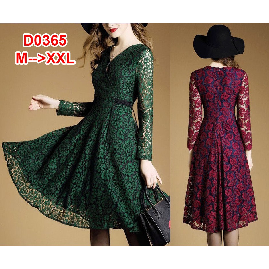 [GIÁ HỦY DIỆT] ĐẦM XÒE REN CAO CẤP CỘT EO D0365