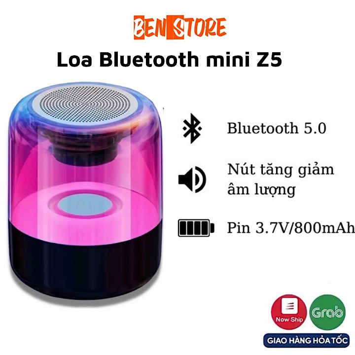 Loa Bluetooth Mini Z5 Tích Hợp Đèn Led,Loa Mini Z5 Tích Hợp Đèn Led,Âm Thanh Cực Đỉnh,Bass Siêu Hay