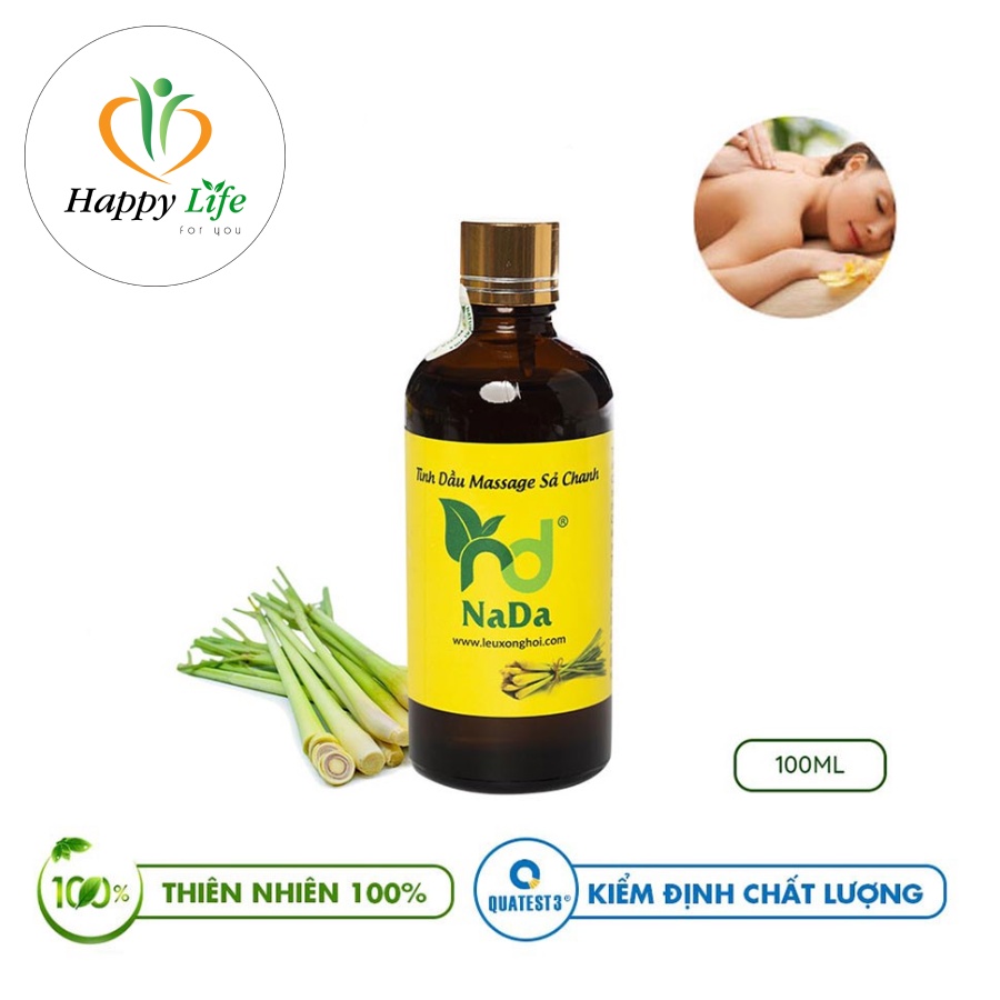 Tinh dầu massage sả chanh nguyên chất nada giúp thư giãn toàn thân, giảm mỡ bụng, xuất xứ Ấn Độ - Happy Life for You