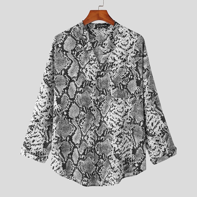 Áo Sơmi DàI Tay In HọA TiếT Da RắN ThờI Trang Cho Nam