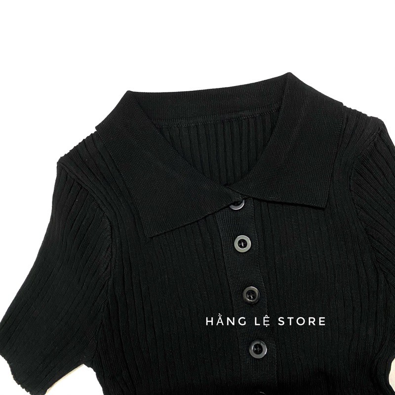 Áo len tăm ngắn tay cổ polo