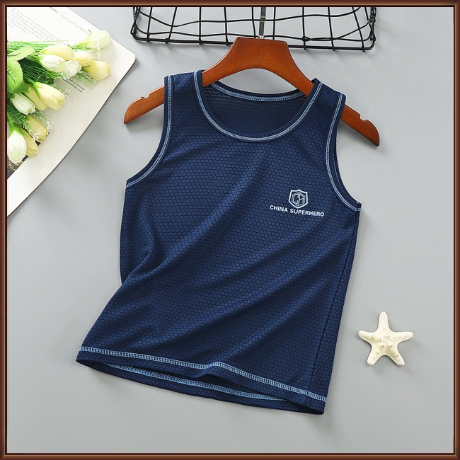 Áo Ba Lỗ Lưới Cotton Pha Thoáng Khí Nhanh Khô Cho Bé 3-8 Tuổi