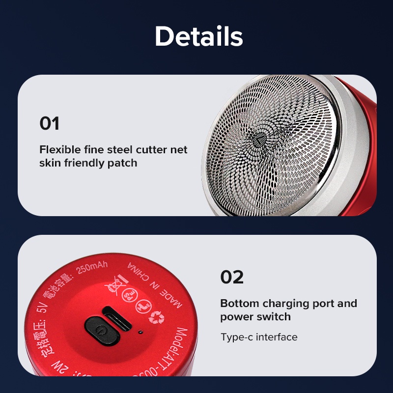 Ubeator Máy Cạo Râu mini Dùng Ướt Và Khô Tiện Dụng Cho Nam