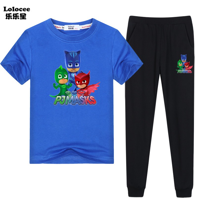 PJ MASKS Bộ quần áo cho bé trai Áo phông và quần ngắn tay 2 chiếc Trang phục