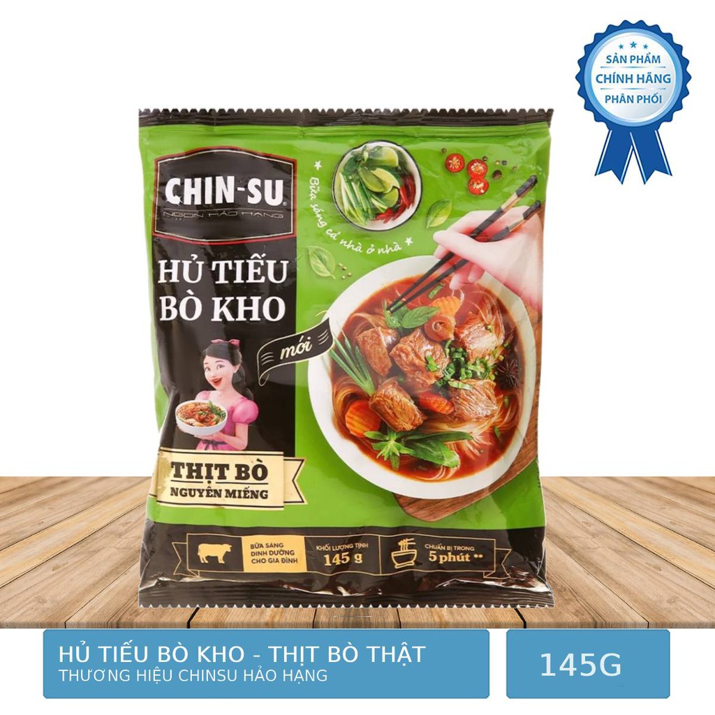 Hủ Tiếu Bò Kho Chin-Su Hảo Hạng Thịt Bò Nguyên Miếng 145g