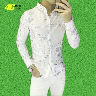 Áo sơ mi nam họa tiết chữ ánh kim cực đẹp MFM872